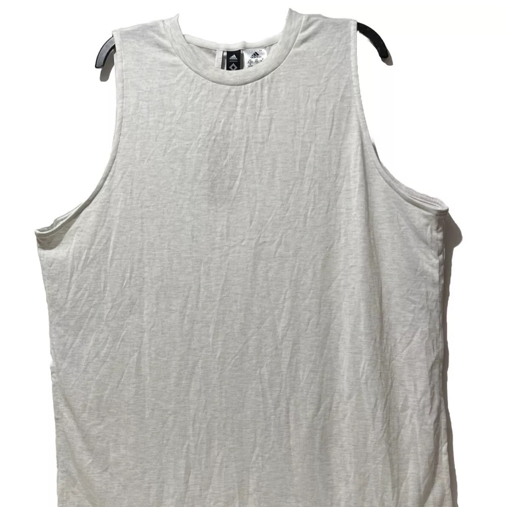 Adidas Long Tunic Women 2XL White Blend Sleeveless Crew Neck Cut Off Side Slits